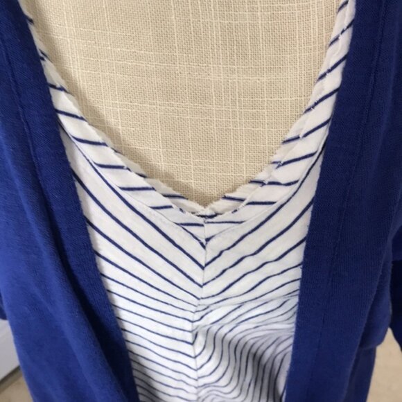 TIME AND TRU duster and blouse set, nautical look, royal blue and‎ white size M - Picture 2 of 10